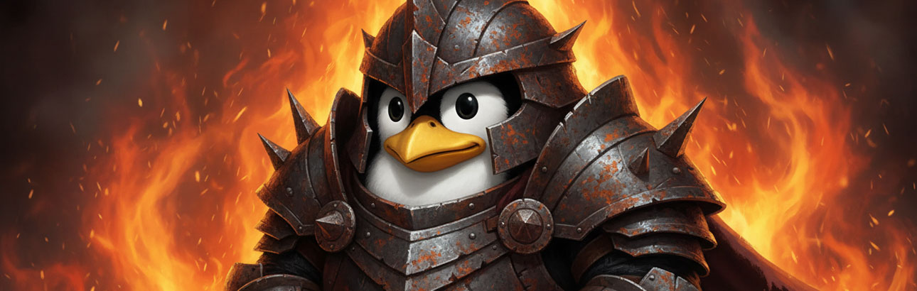 Linux Hardening / Linux Pinguin in Rüstung (Bild: Freepik AI)
