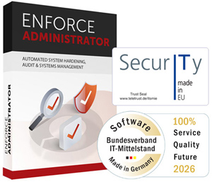 Enforce Administrator Packshot + Trust-Signets (Bild: FB Pro / Teletrust, Bundesverband IT-Mittelstand)